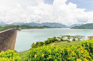 Scenic point of green lake at Ratchaprapha Dam photo