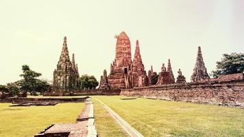 Vintage style Wat Chaiwatthanaram ancient temple photo