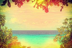 Beautiful sea have leaves is a frame in retro style, Thailand photo