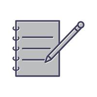 icono de vector de cuaderno y pluma