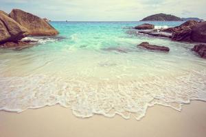 Vintage style sea and beach in Thailand photo