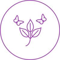 Unique Butterfly on Leafs Vector Line Icon