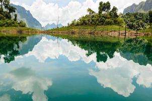 Water surface reflecting sky and cloud photo