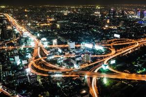 High view night scene of Bangkok, Thailand photo