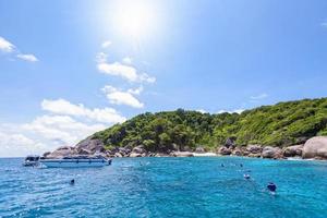 Tourists snorkeling at the Similan Islands in Thailand photo