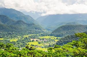 paisaje vista de ángulo alto de la ciudad en el valle. foto