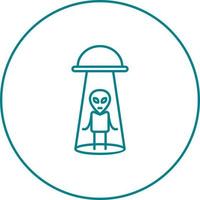 Unique Alien Abduction Vector Line Icon