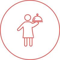 Unique Man Serving Food Vector Line Icon