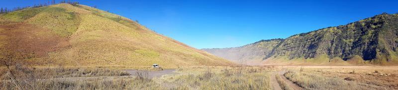 Panoramic view of Mount Bromo landscape and its surrounding photo