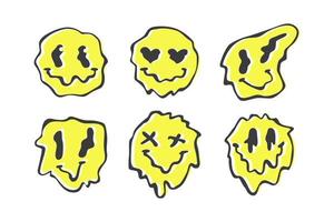 Melted smiles isolated on white. vector