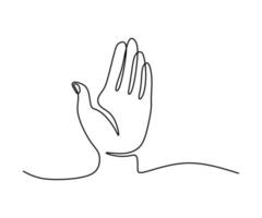 Hand stop gesture oneline continuous editable line art vector