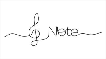 Music Note oneline continuous single editable line art vector