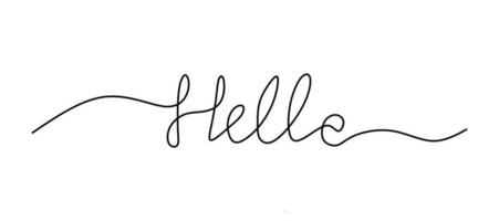 Hello greeting word oneline continuous editable line art vector