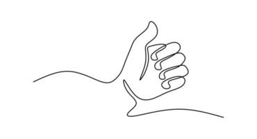 Hand thumb gesture oneline continuous editable line art vector