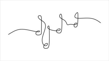 Music Note oneline continuous single editable line art vector