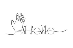 Hand greeting gesture oneline continuous editable line art vector