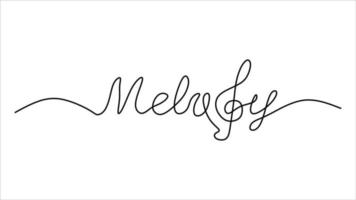 Melody word oneline continuous single editable line art vector