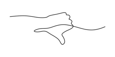 Hand thumb down gesture oneline continuous editable line art vector