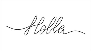 Holla greeting word oneline continuous editable line art vector