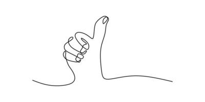 Hand thumb gesture oneline continuous editable line art vector