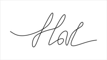 Hai greeting word oneline continuous editable line art vector