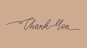 Thank you word text oneline continuous editable line art vector