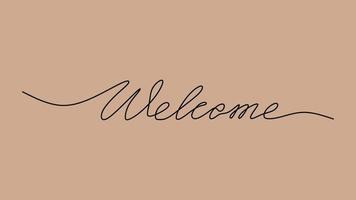 Welcome word text oneline continuous editable line art vector