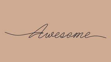 Awesome word text oneline continuous editable line art vector