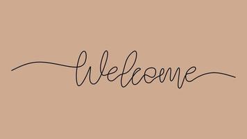 Welcome word text oneline continuous editable line art vector