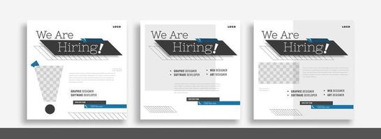 We are hiring job vacancy social media post banner design template with yellow color. We are hiring job vacancy square web banner design. vector