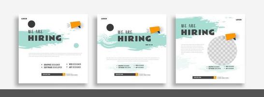 We are hiring job vacancy social media post banner design template with yellow color. We are hiring job vacancy square web banner design. vector