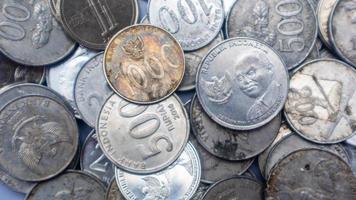 pile of rupiah coins as background photo