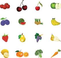 Set of fruits and vegetables. vector