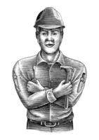 Engineer hand draw vintage engraving style black and white clip art vector