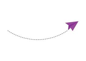 ruta de avión de papel de línea discontinua vector