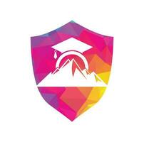 Mountain education logo design icon template. Mountain education cap logo design inspiration vector