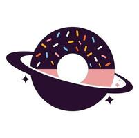 diseño de plantilla de logotipo de donuts de planeta. plantilla de diseño de logotipo de panadería única. vector