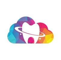 Dental planet cloud shape concept vector logo design. Dentistry clinic vector logo concept.