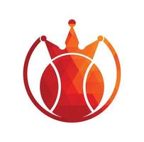 diseño del logotipo vectorial del rey del tenis. plantilla de diseño de icono de corona y pelota de tenis. vector