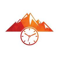 diseño del icono del logotipo de la montaña del tiempo. ilustración de plantilla de logotipo de tiempo de aventura. vector