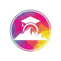 Mountain education logo design icon template. Mountain education cap logo design inspiration vector
