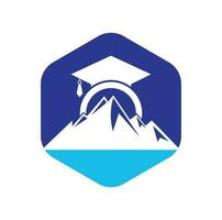 Mountain education logo design icon template. Mountain education cap logo design inspiration vector