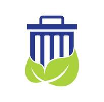 Leaf trash vector logo design icon. Trash vector logo template.