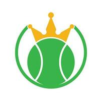 diseño del logotipo vectorial del rey del tenis. plantilla de diseño de icono de corona y pelota de tenis. vector