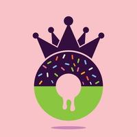 diseño del logotipo vectorial del rey de la panadería. donut con el diseño del logotipo del icono de la corona del rey. vector