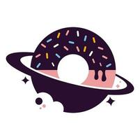 diseño de plantilla de logotipo de donuts de planeta. plantilla de diseño de logotipo de panadería única. vector