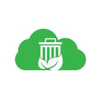 Leaf trash cloud shape concept vector logo design icon. Trash vector logo template.