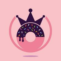 diseño del logotipo vectorial del rey de la panadería. donut con el diseño del logotipo del icono de la corona del rey. vector