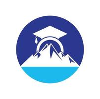 Mountain education logo design icon template. Mountain education cap logo design inspiration vector