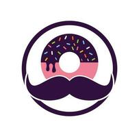 Icono de diseño de logotipo de vector de donut de bigote.